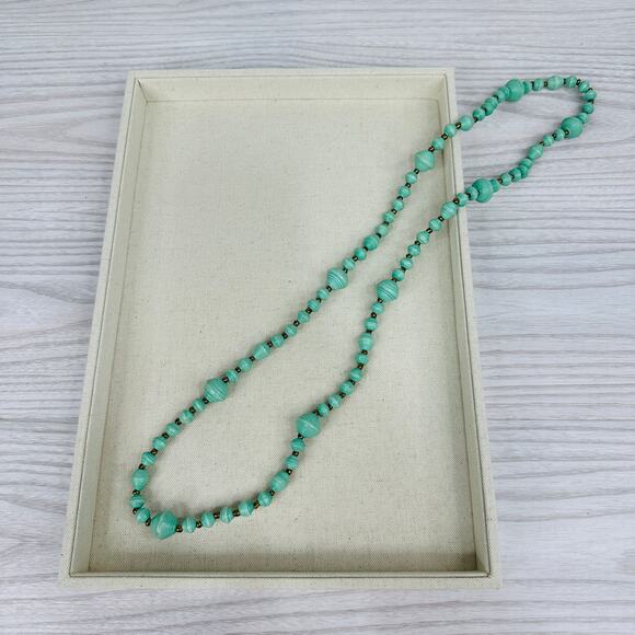 Noonday Collection Fashion Necklace 18" Turquoise-Colored Paper Bead Handcrafted - Picture 3 of 3
